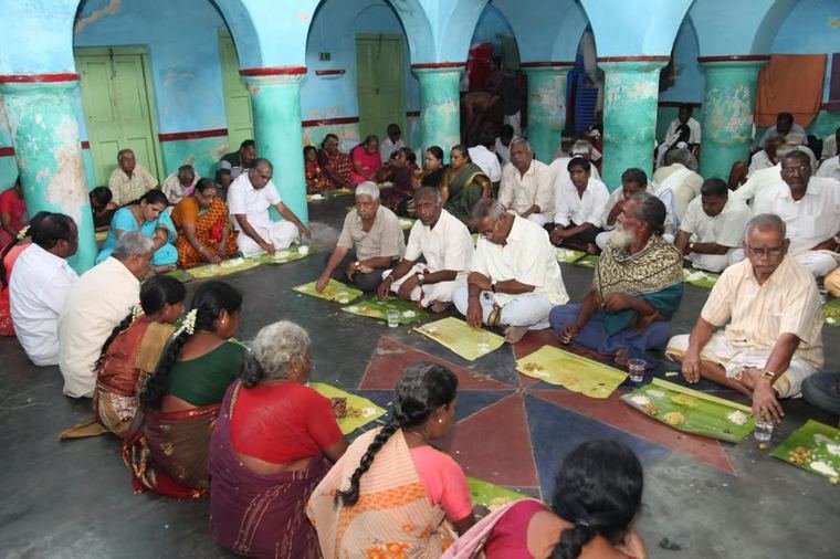 Prasadam served on banana leaves