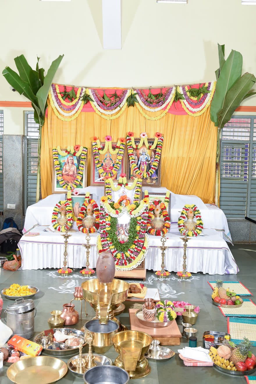 The shrine prepared for the Aradhana